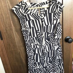 LOFT cap sleeve dress with waist tie detail